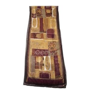 Vtg Worthington Printed Sheer Scarf Oblong Wrap 58x13" Fall Color Leaf Print